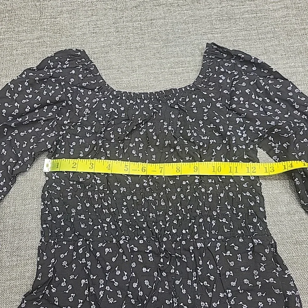 Art Class Girls Long Sleeves Ruched Waist Blouse Top Large Size 10/12 Black